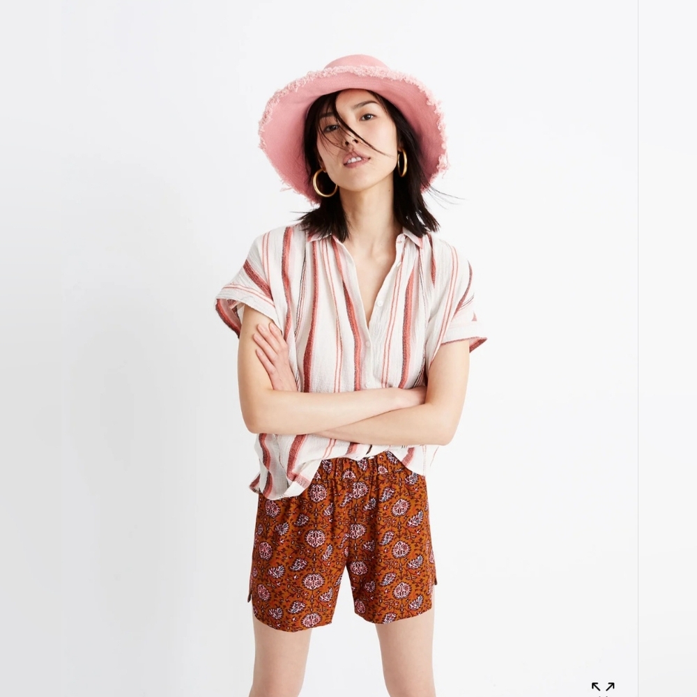 Madewell Drapey Pull-On Shorts In Warm Paisley Size Small